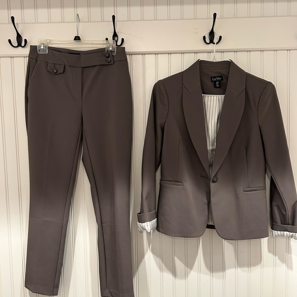 Nicole Miller Taupe Blazer and Pants Set